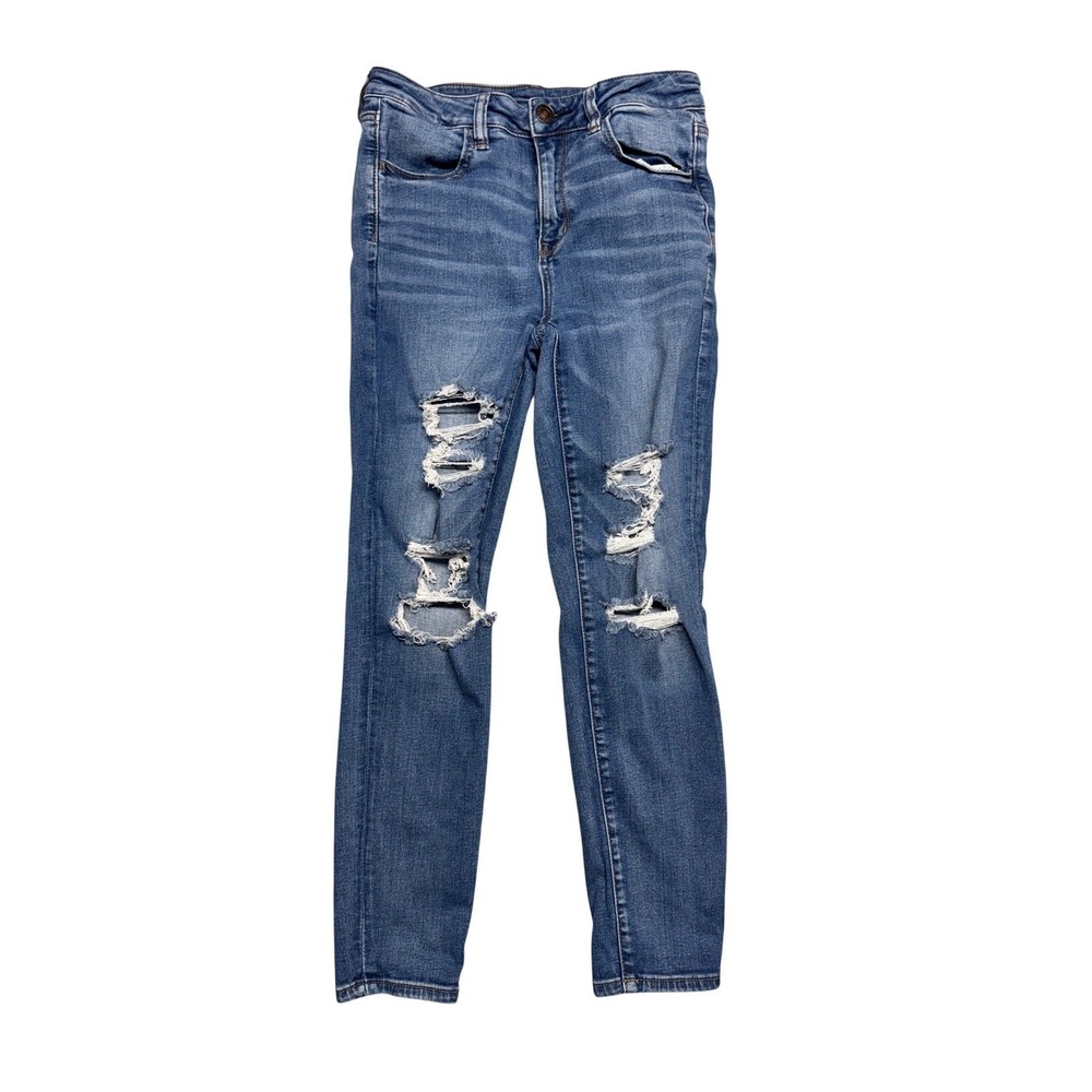 American Eagle Ne(x)t Level Stretch Hi-Rise Jegging Distressed Blue Jeans 10S